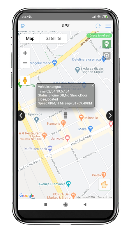 GPS satelitsko praćenje vozila - mobilna aplikacija